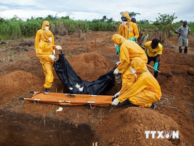 Chôn cất nạn nhân tử vong vì dịch Ebola ở Sierra Leon.